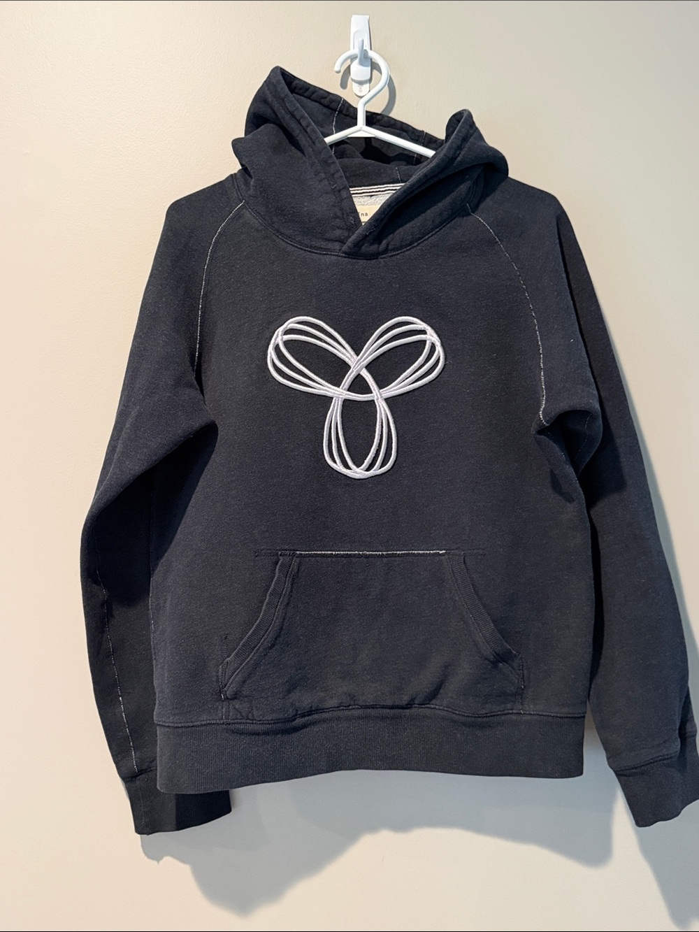 Dark Grey/Black Hoodie with Pink/White Loop Embroidery